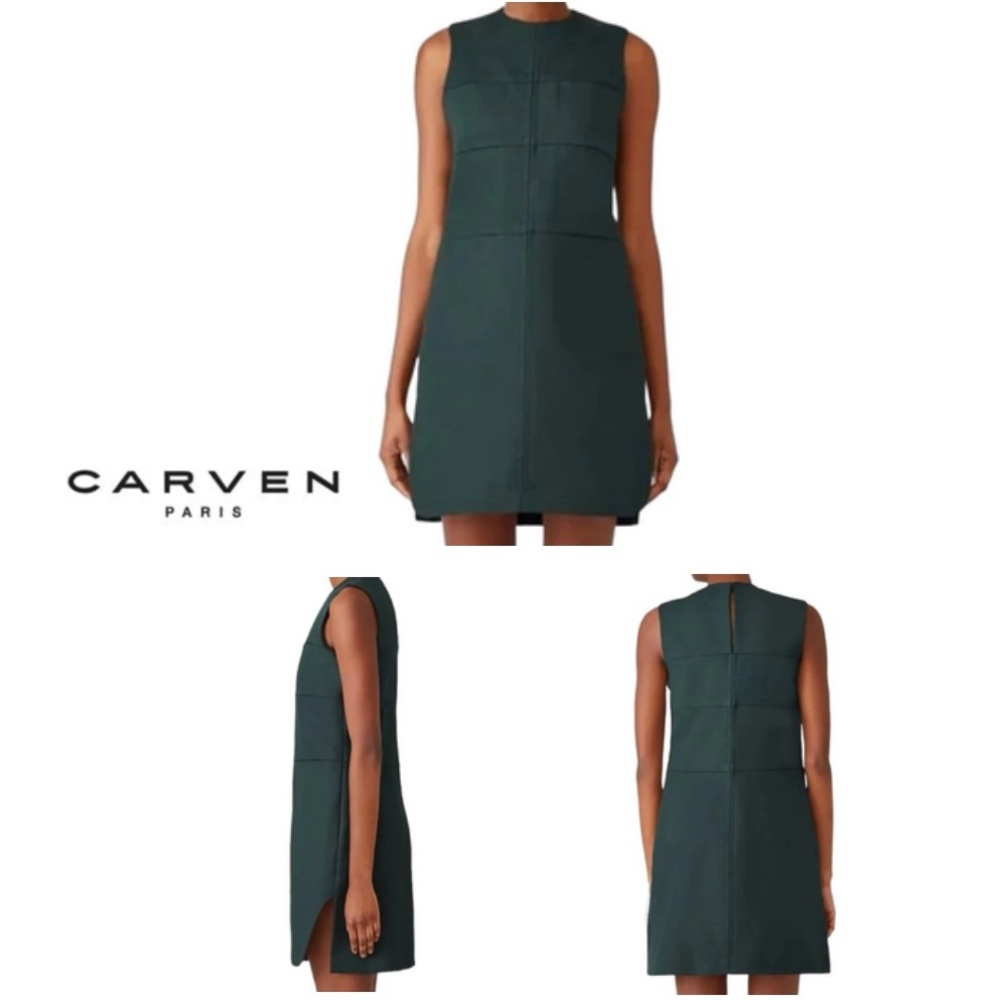 Carven | Dresses | Carven Dark Green Cotton Midi Dress Size 38 Us M  Structures Fit | Poshmark